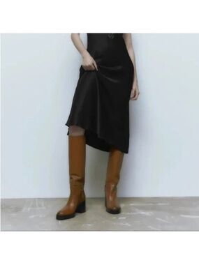 ZARA COW LEATHER BLOCK HEEL KNEE LENGHT BOOTS, SIZE UK 8/EUR 41, BNWT🏷 NO BOX